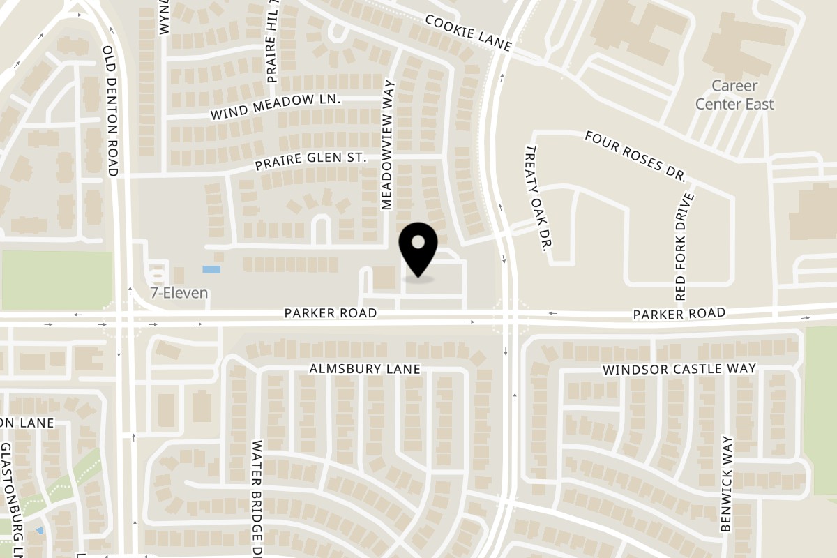 Map showing the location of Sky Rocket Burger Lewisville on 2425 FM 544 Bldg. 2 in Lewisville
